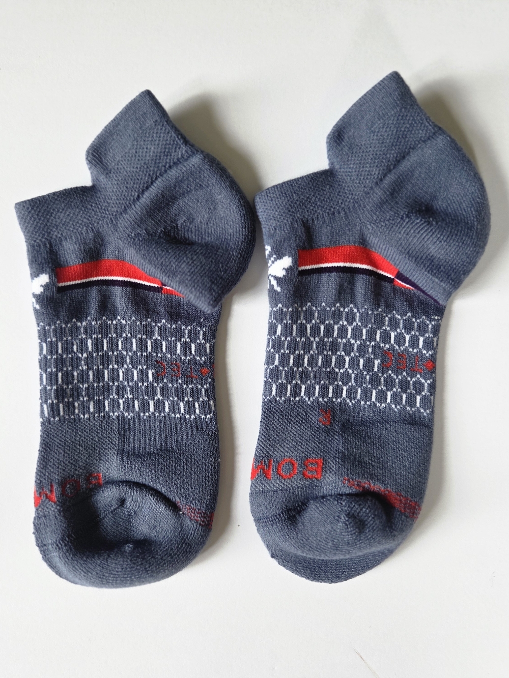 Womens Bomba Ankle Performance Socks - Gray with Red Accent Size Medium - Picture 3 of 3
